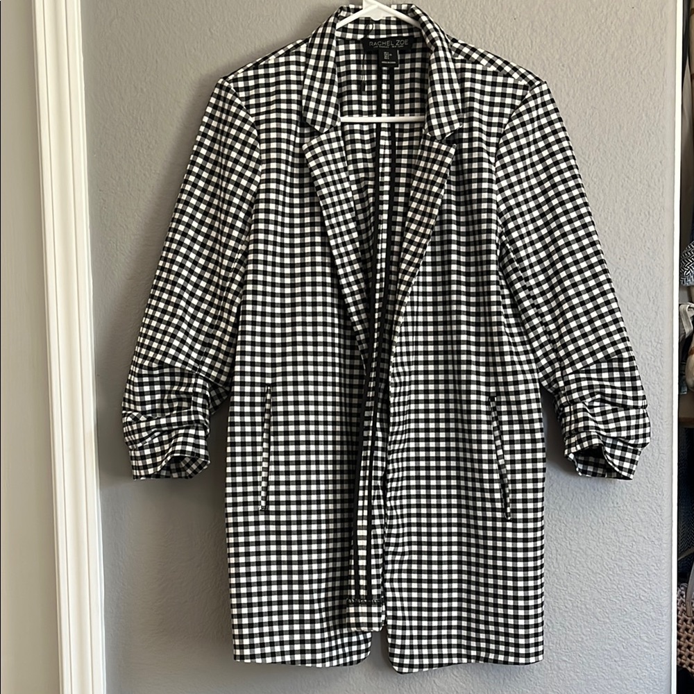 Rachel Zoe Black and White Checkered Blazer Large